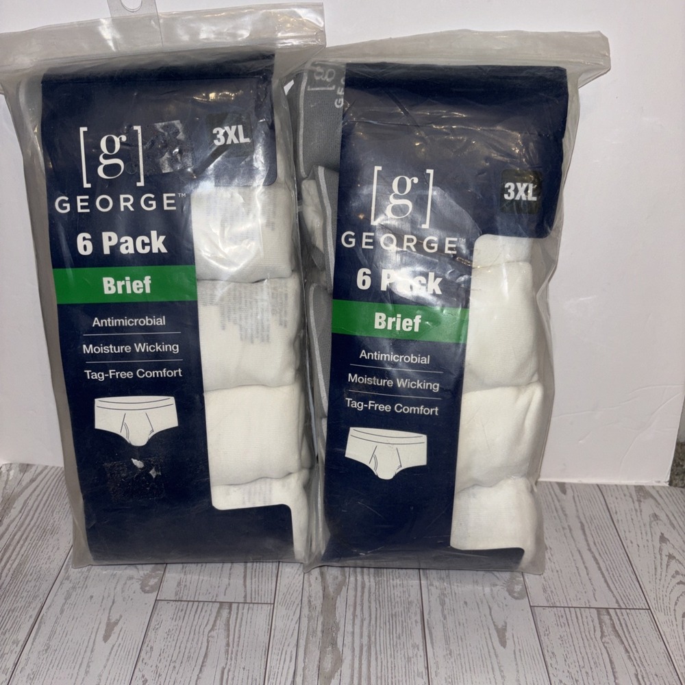 George Men's White Full Rise Briefs Underwear 6-Pack Size 3XL (48-50)‎ ~ New
